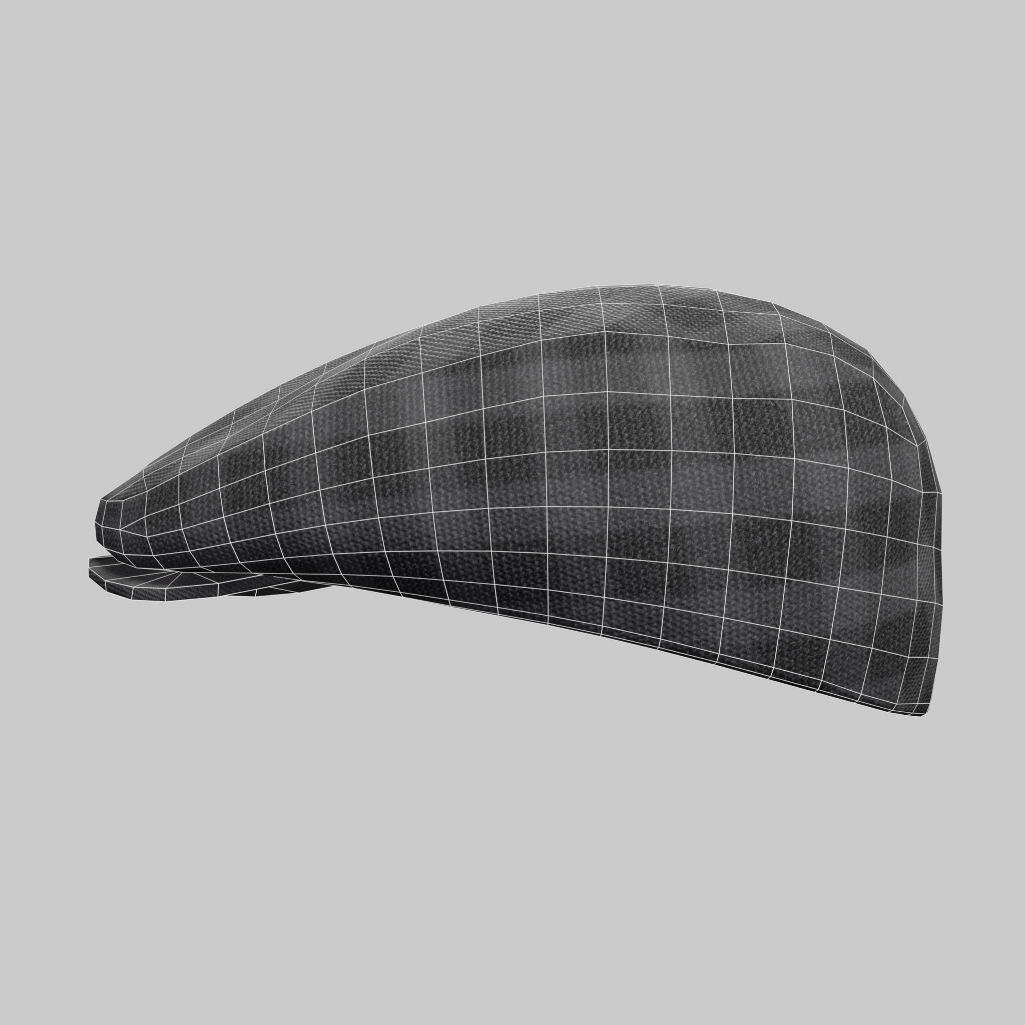 English Beret Flat Cap Classic Male Low-poly 3D model_8