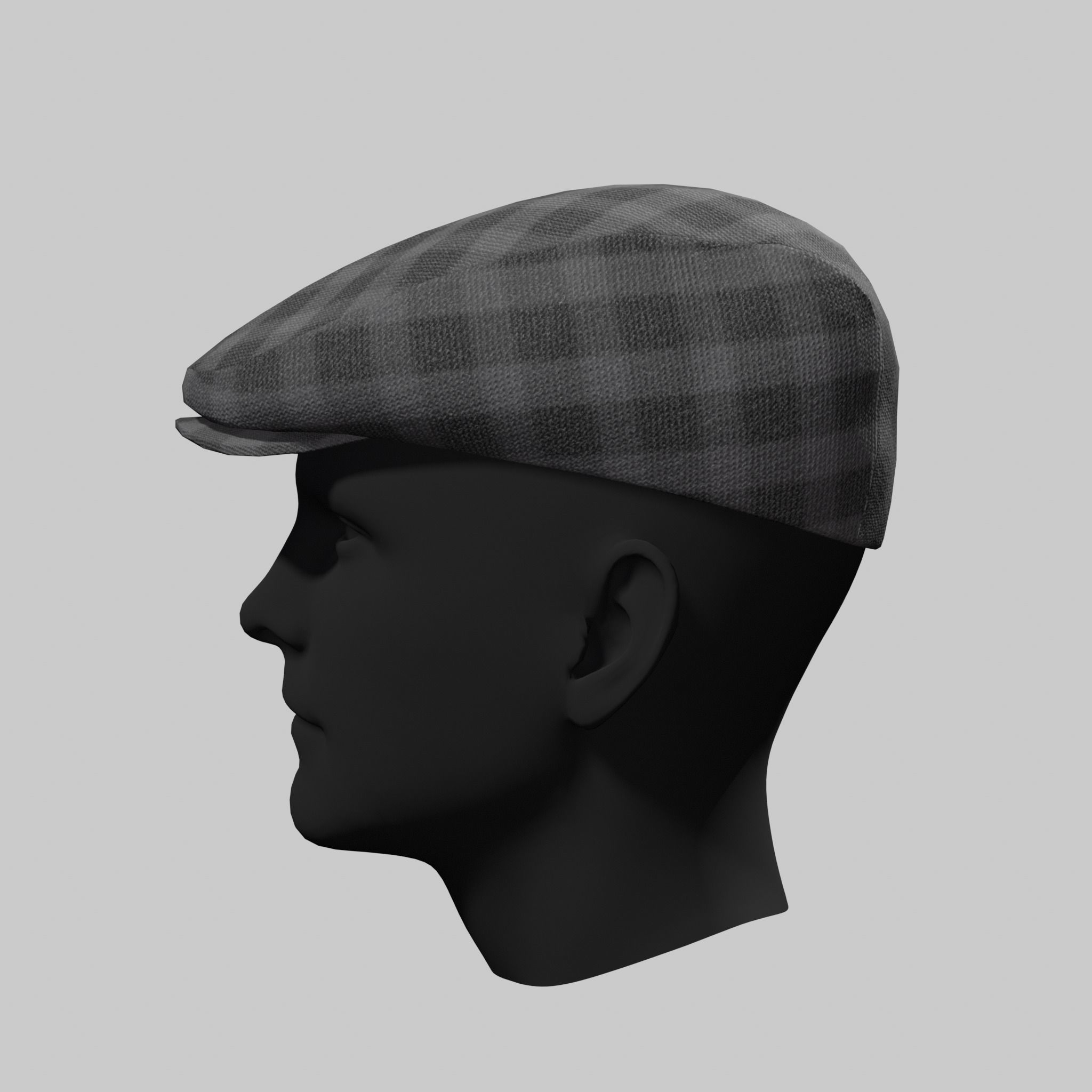 English Beret Flat Cap Classic Male Low-poly 3D model_3