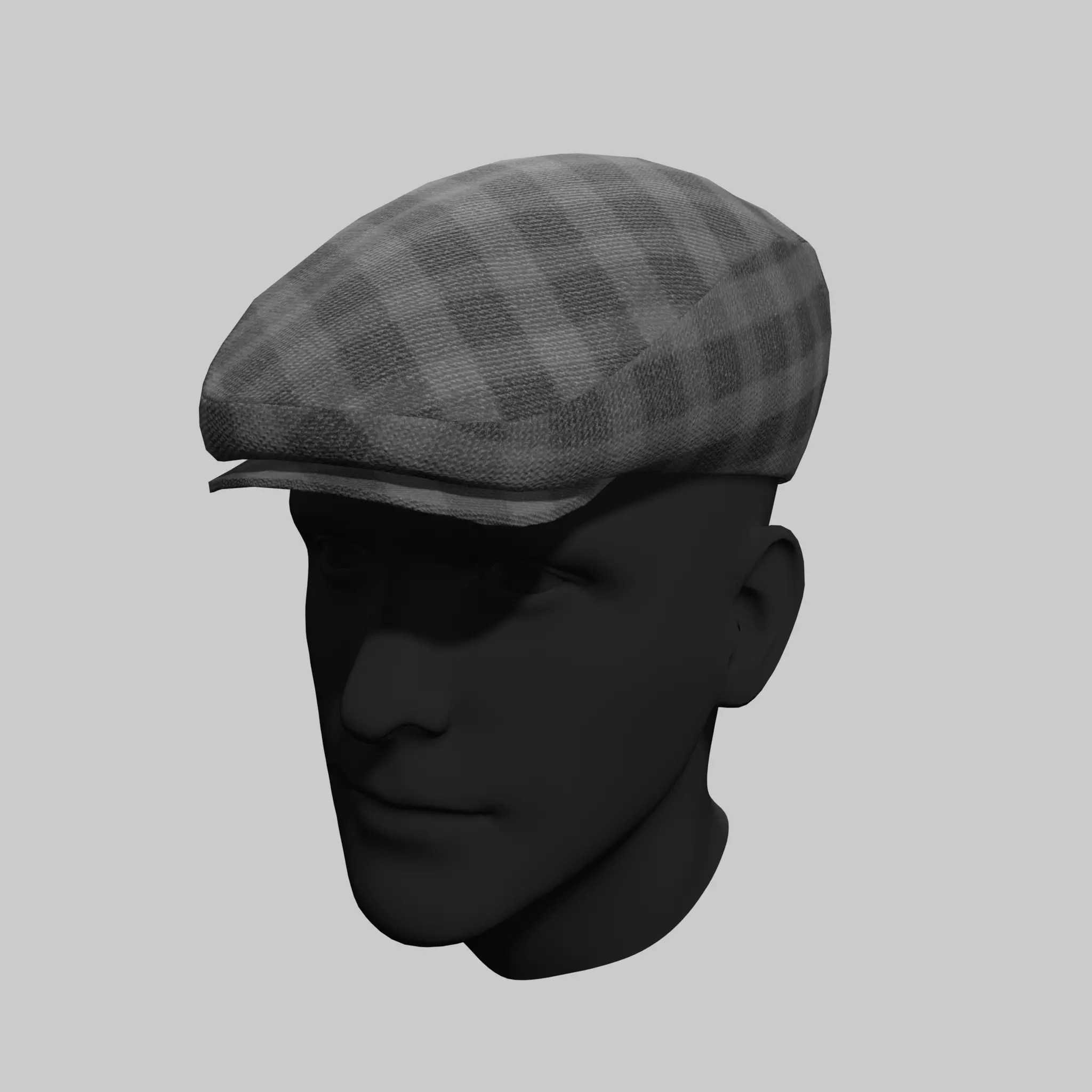 English Beret Flat Cap Classic Male Low-poly 3D model_0