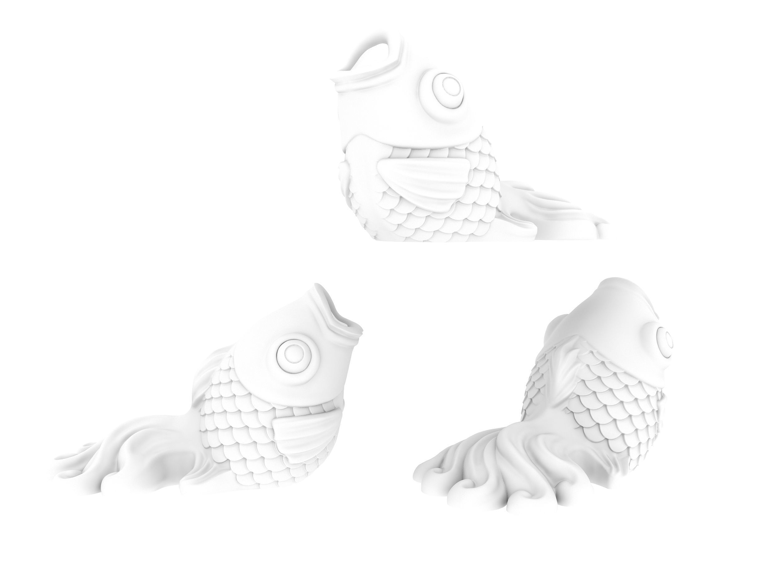 GoldFish 3D print model chinese koi fish figurine 3D print model_7