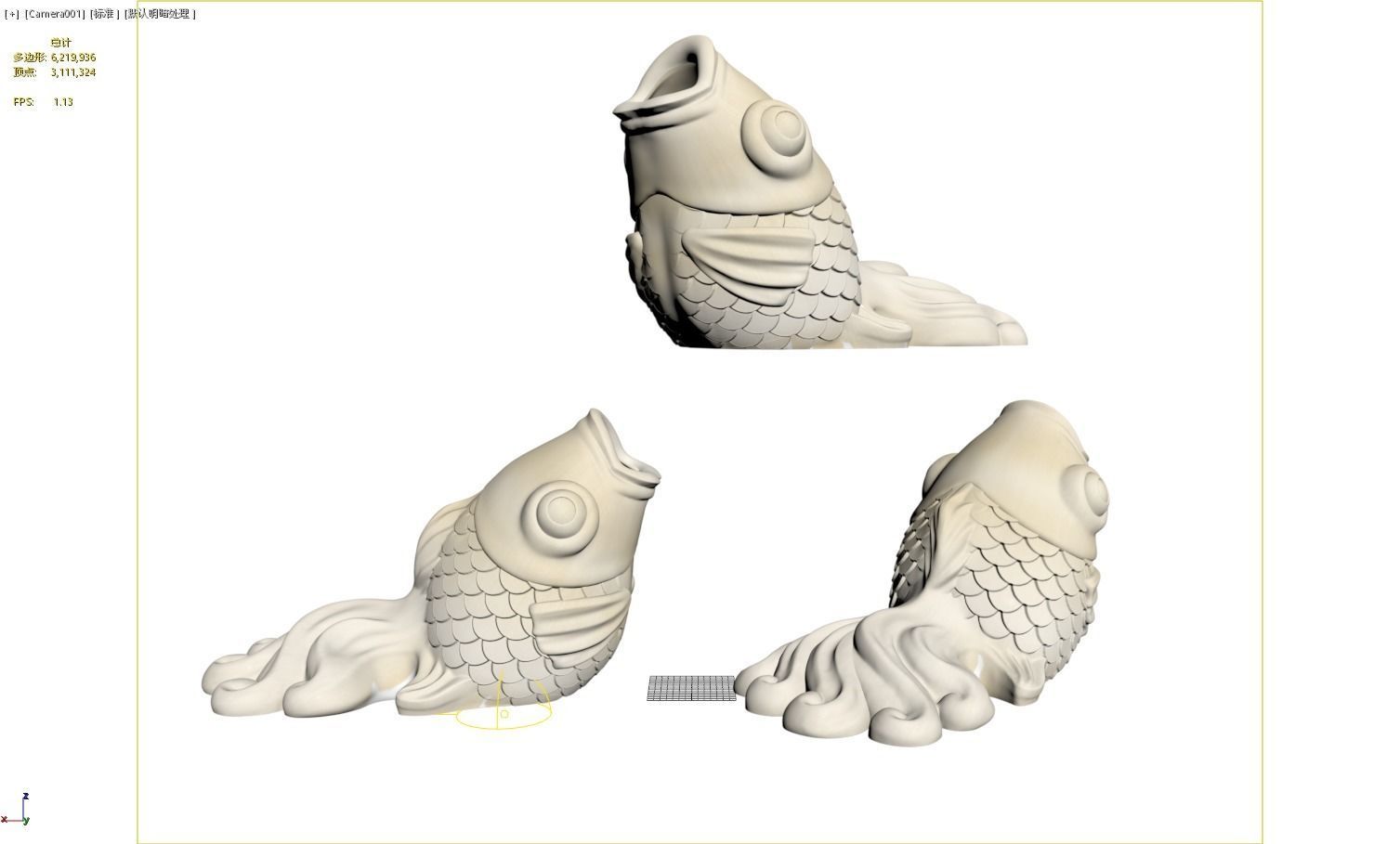 GoldFish 3D print model chinese koi fish figurine 3D print model_6