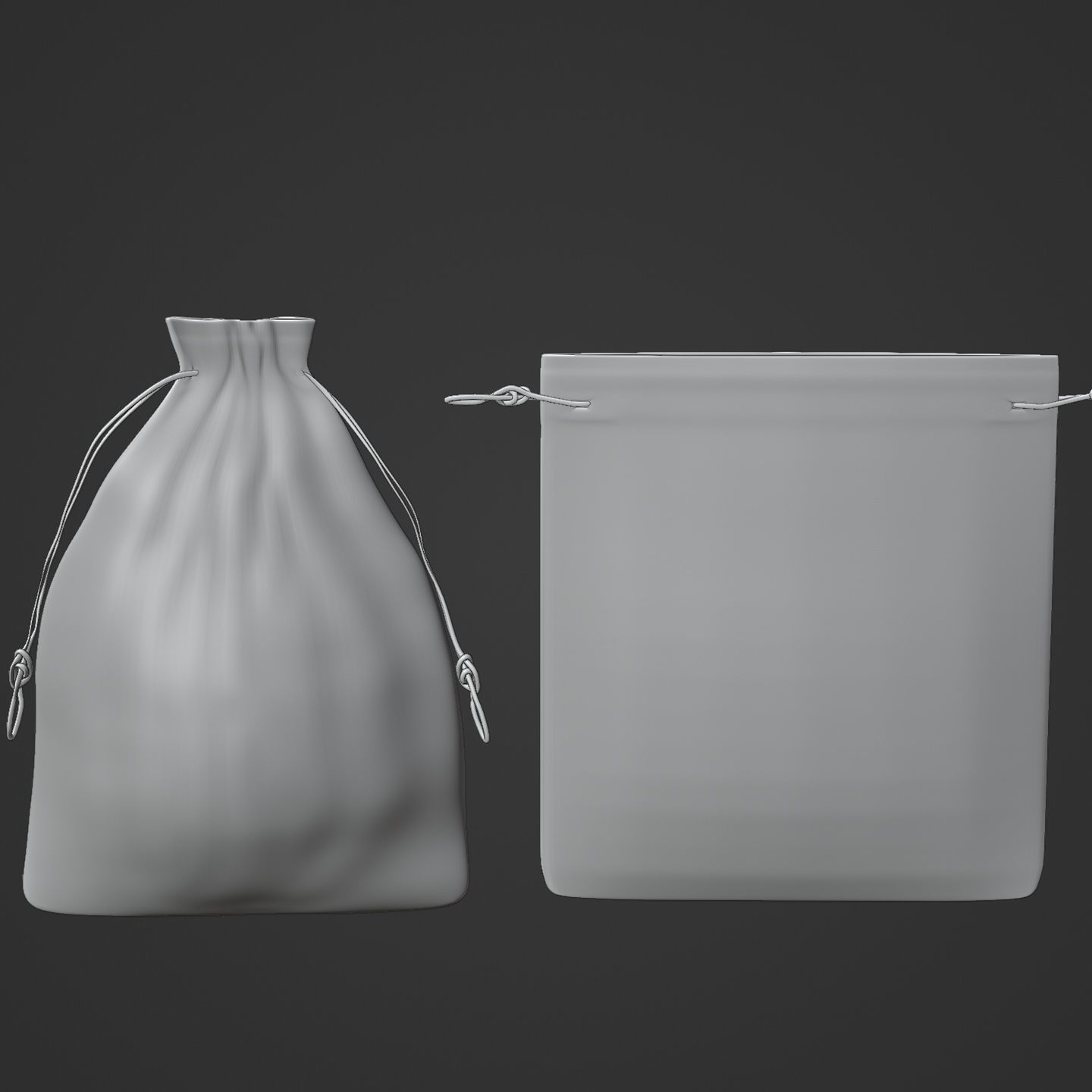 Animated small drawstring gift bag Low-poly 3D model_8