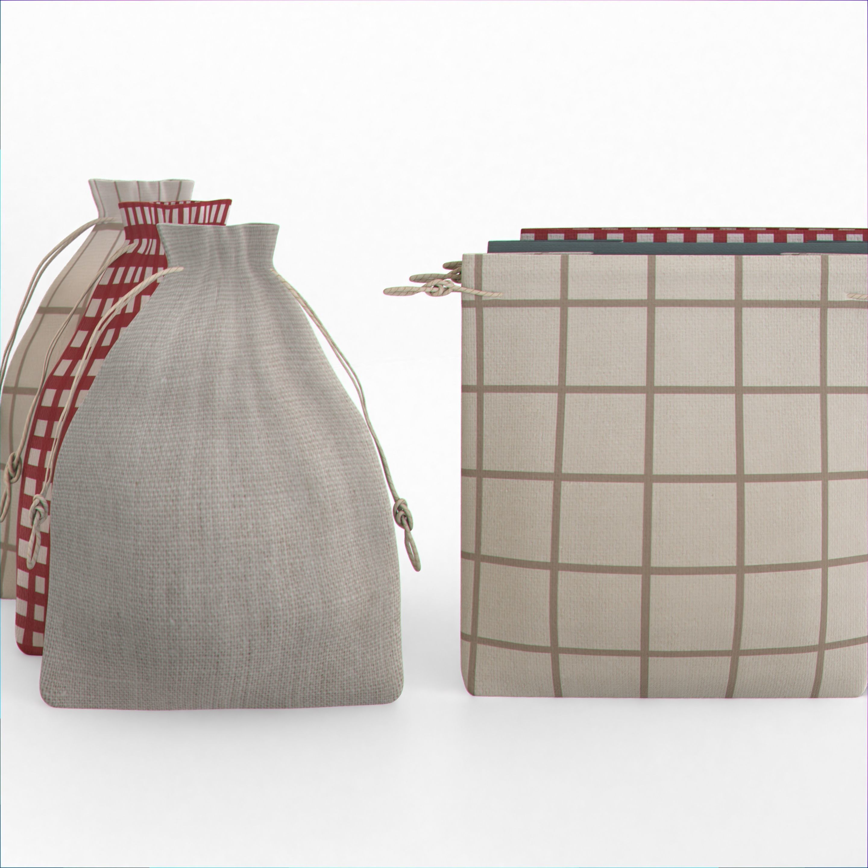 Animated small drawstring gift bag Low-poly 3D model_2