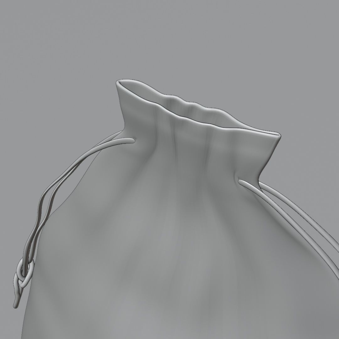 Animated small drawstring gift bag Low-poly 3D model_5