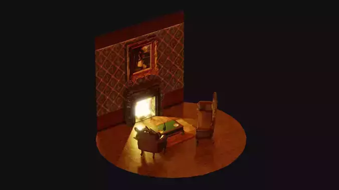 Baroque Interior with Fireplace