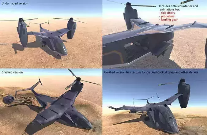 Sci-fi VTOL aircraft Low-poly 3D model