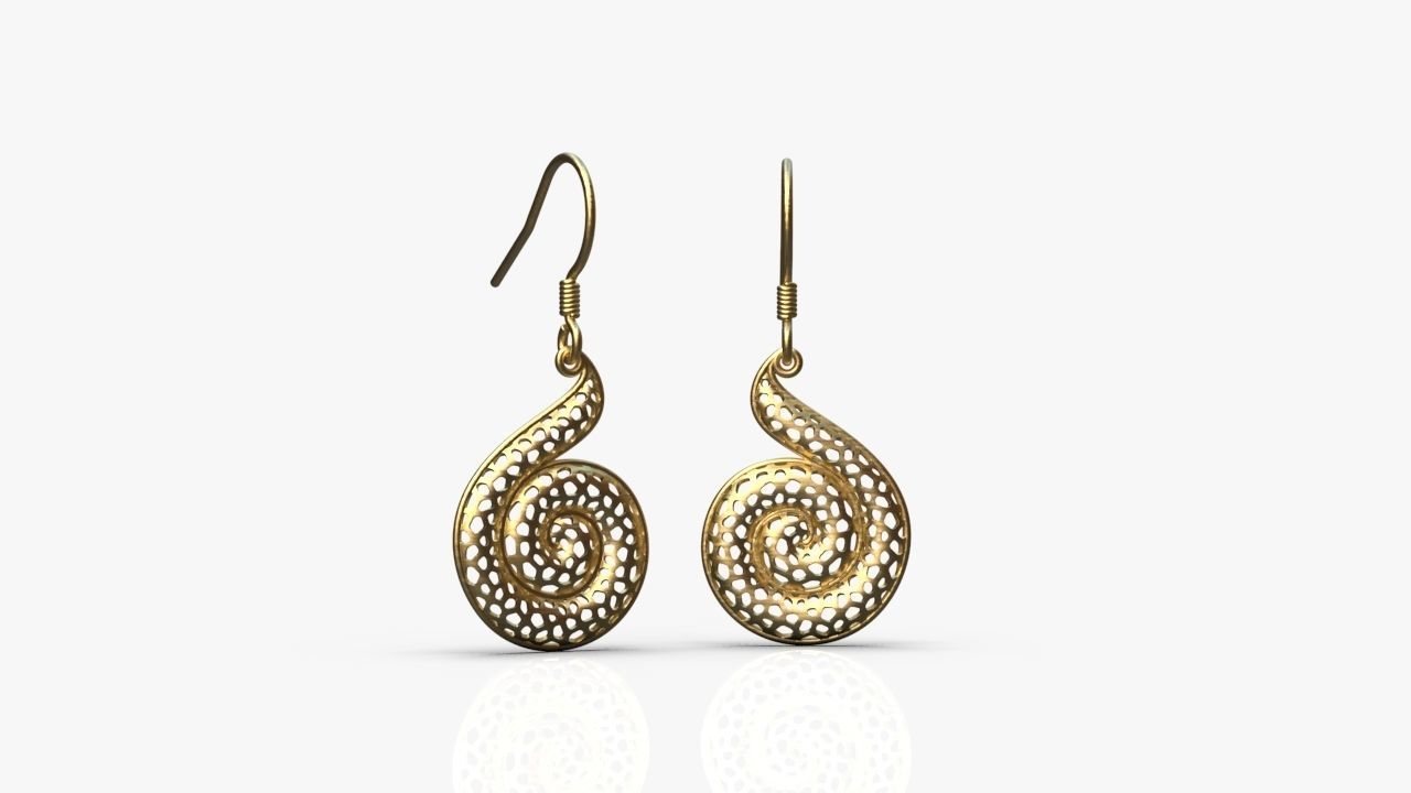 Spiral earrings 3D print model_12