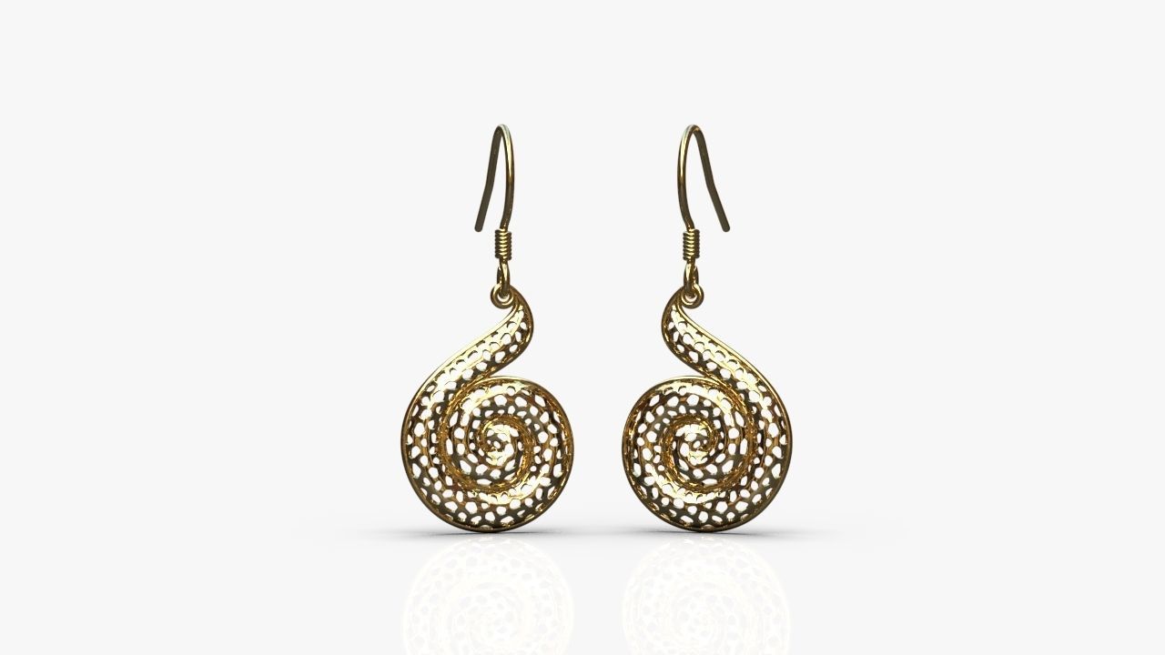 Spiral earrings 3D print model_10