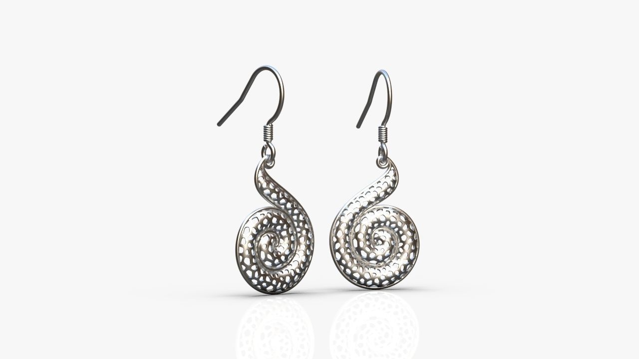 Spiral earrings 3D print model_8