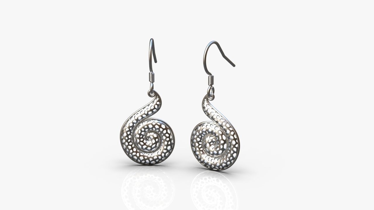 Spiral earrings 3D print model_13