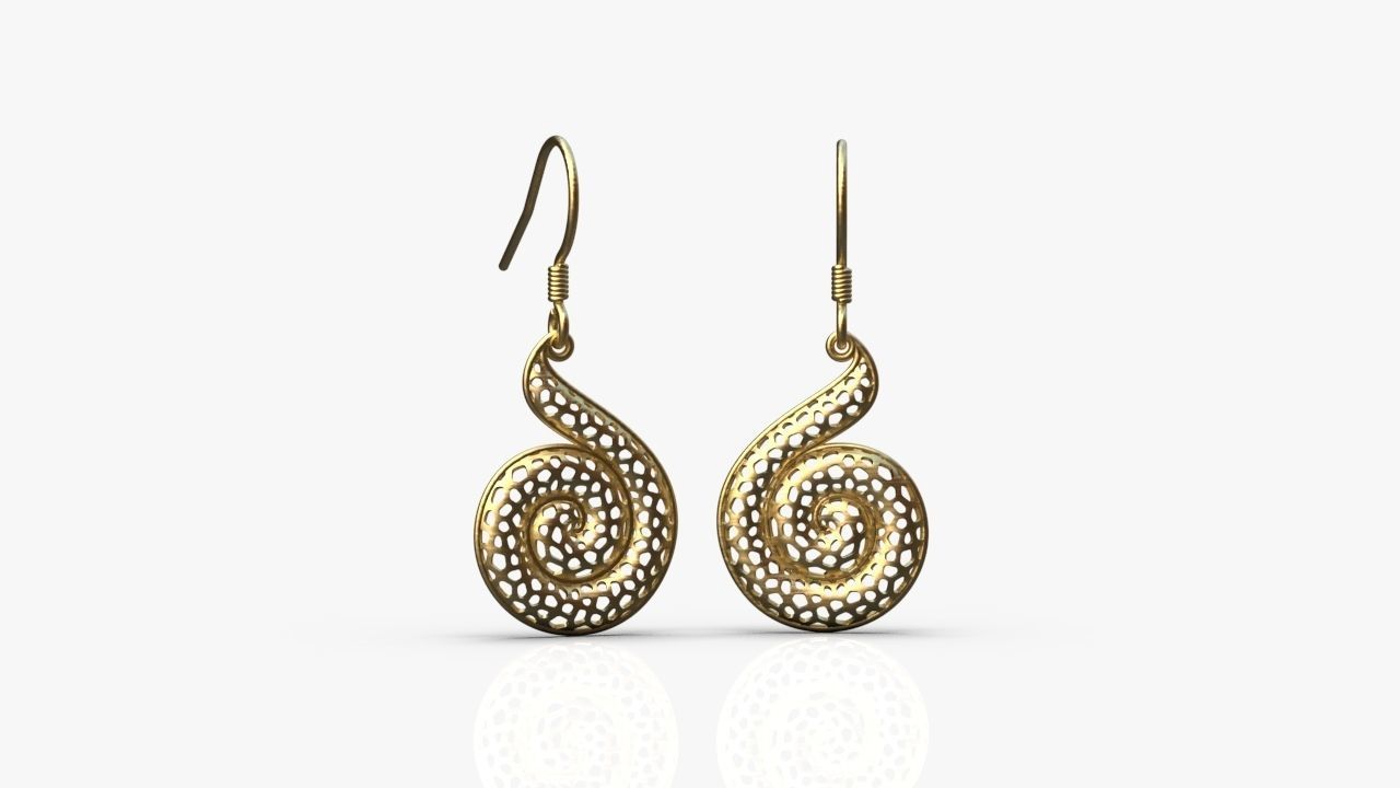 Spiral earrings 3D print model_5
