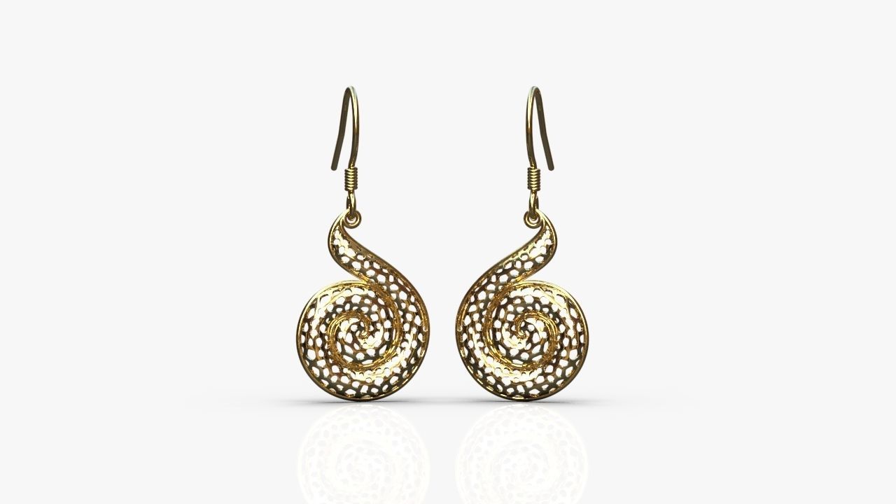Spiral earrings 3D print model_1
