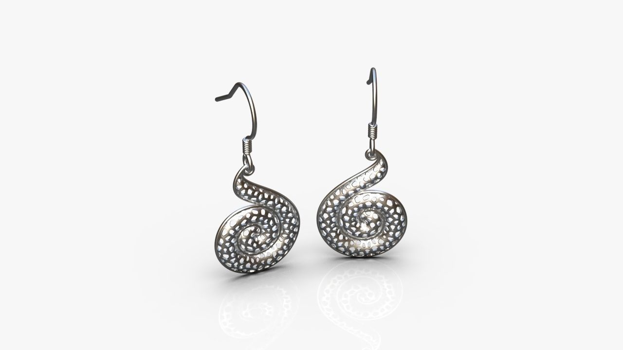 Spiral earrings 3D print model_9
