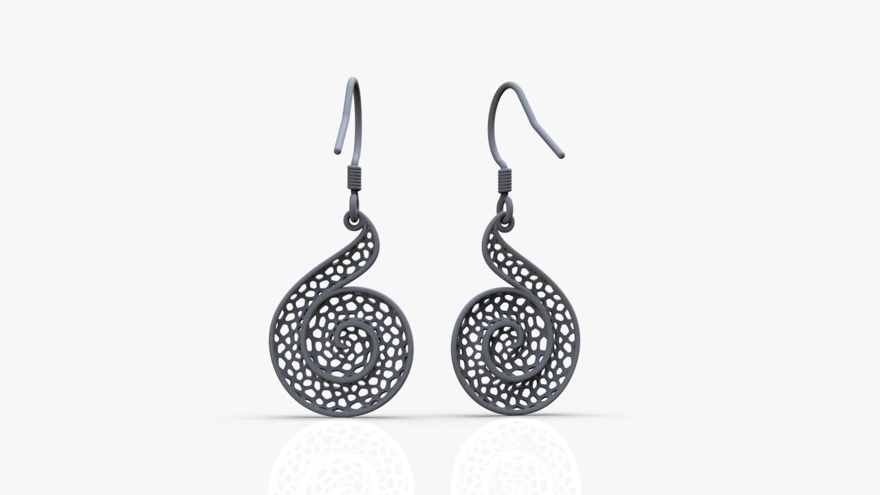 Spiral earrings 3D print model_15