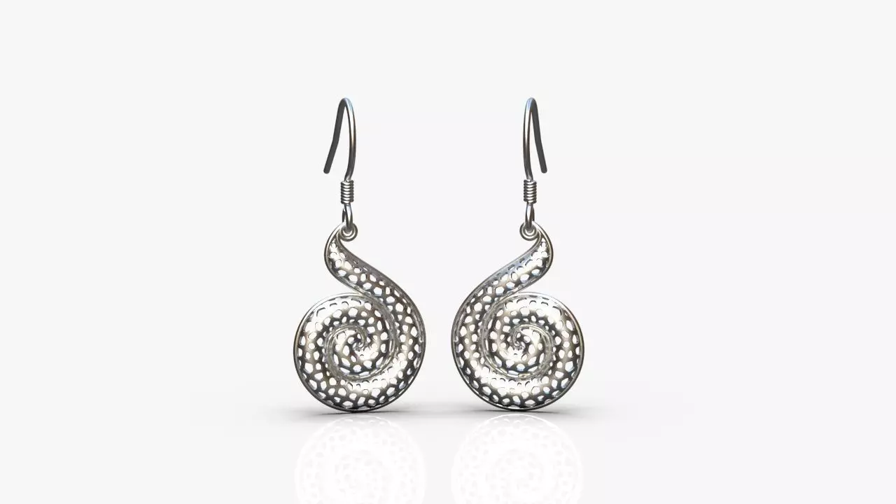 Spiral earrings 3D print model_0