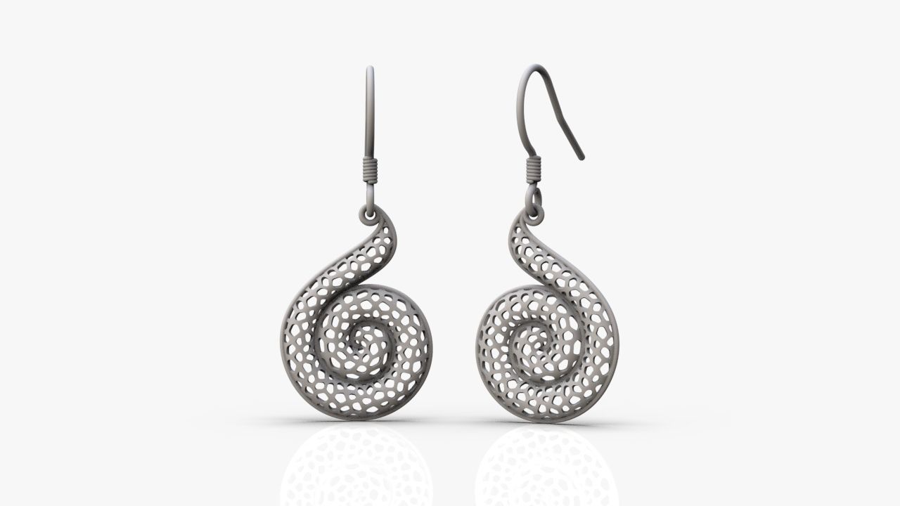 Spiral earrings 3D print model_14