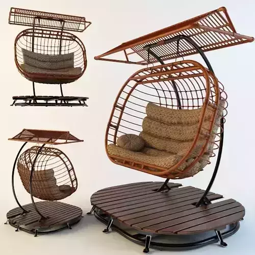 Swing chair Wooden 3D model