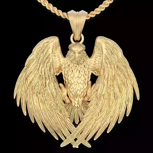 Eagle pendant silver gold sterling printable jewelry 3D model