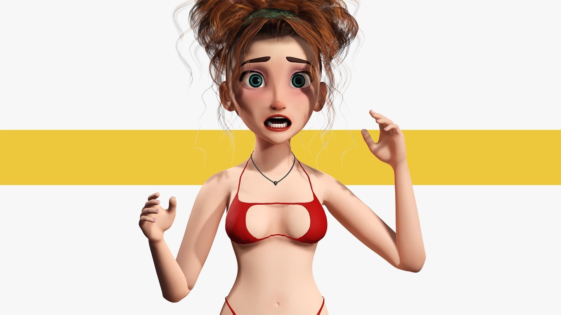 Woman Bikini Rigged Character HQ Low-poly 3D model_22