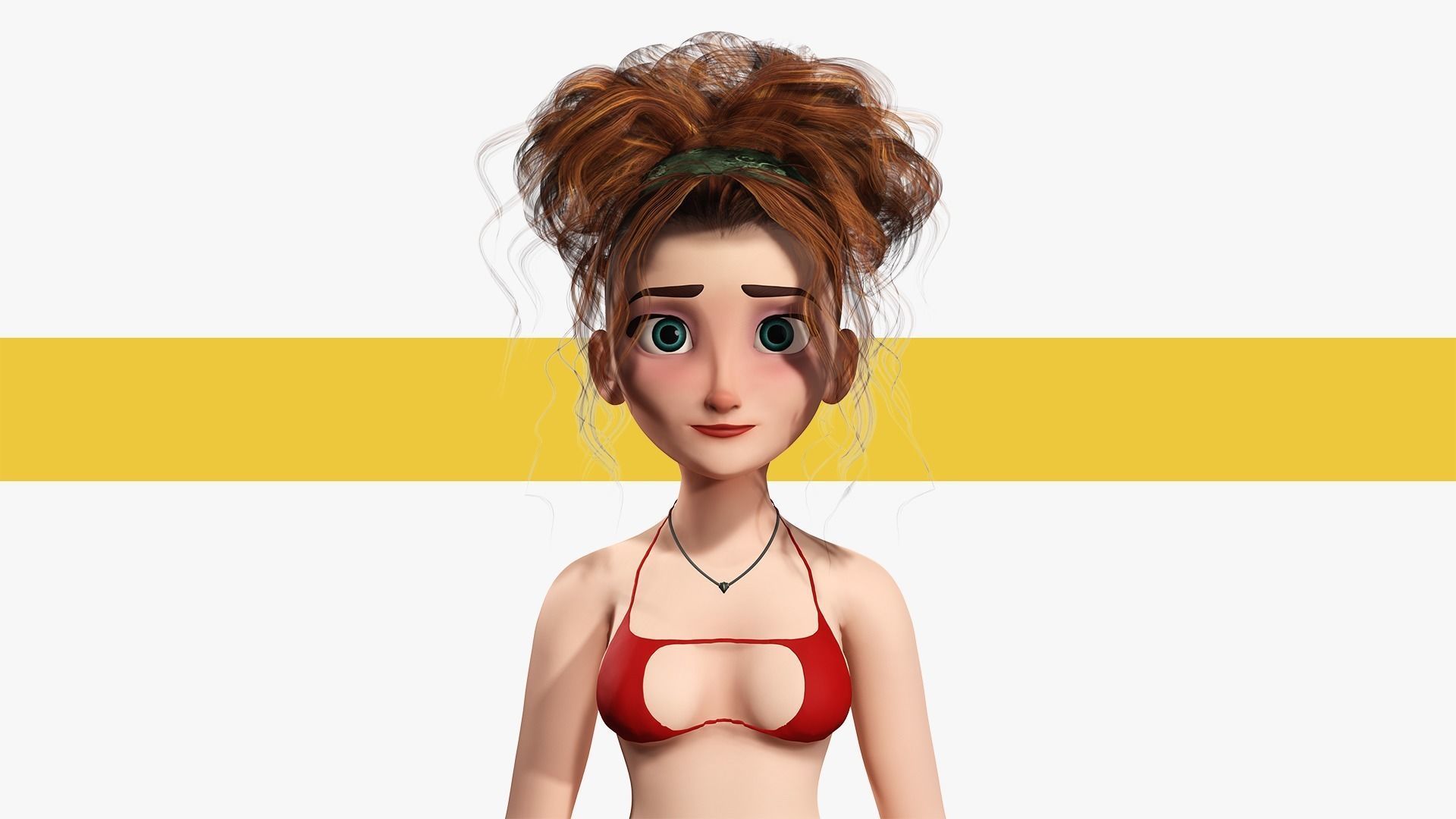 Woman Bikini Rigged Character HQ Low-poly 3D model_21