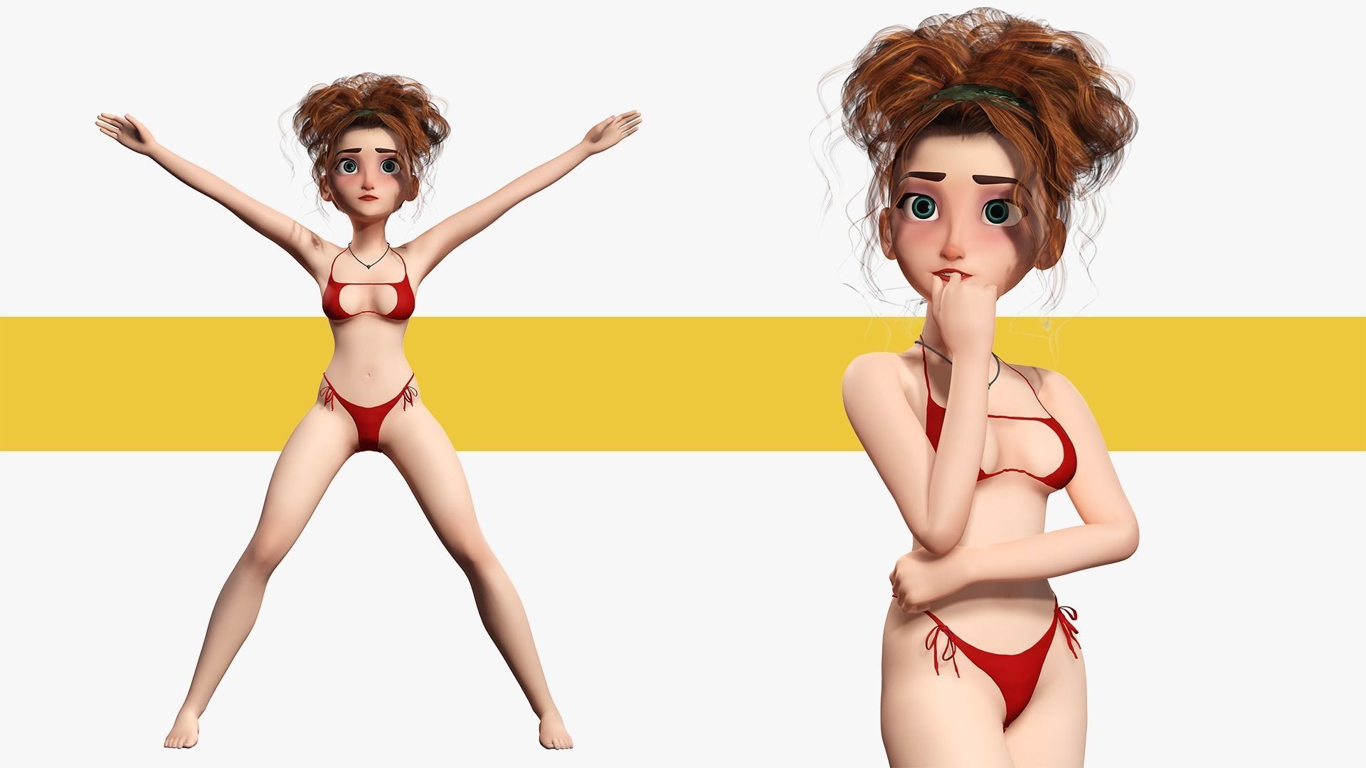 Woman Bikini Rigged Character HQ Low-poly 3D model_26