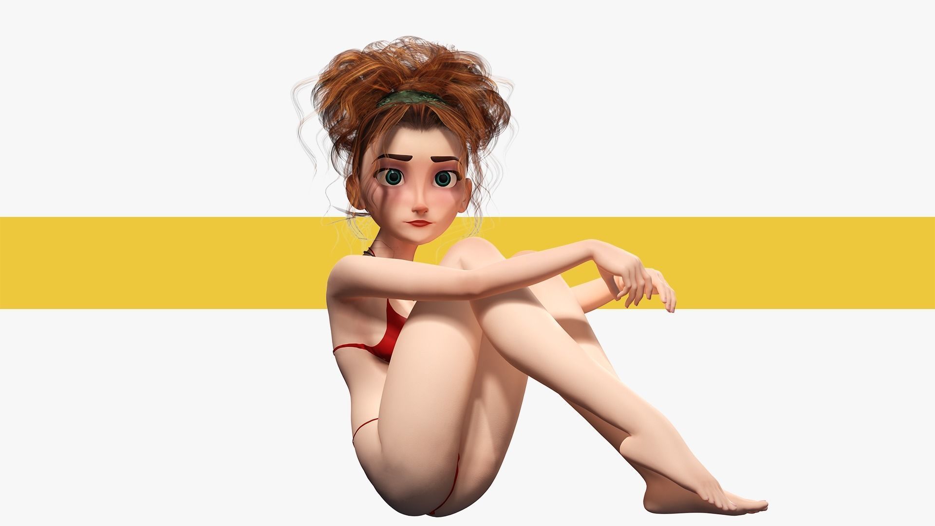 Woman Bikini Rigged Character HQ Low-poly 3D model_27