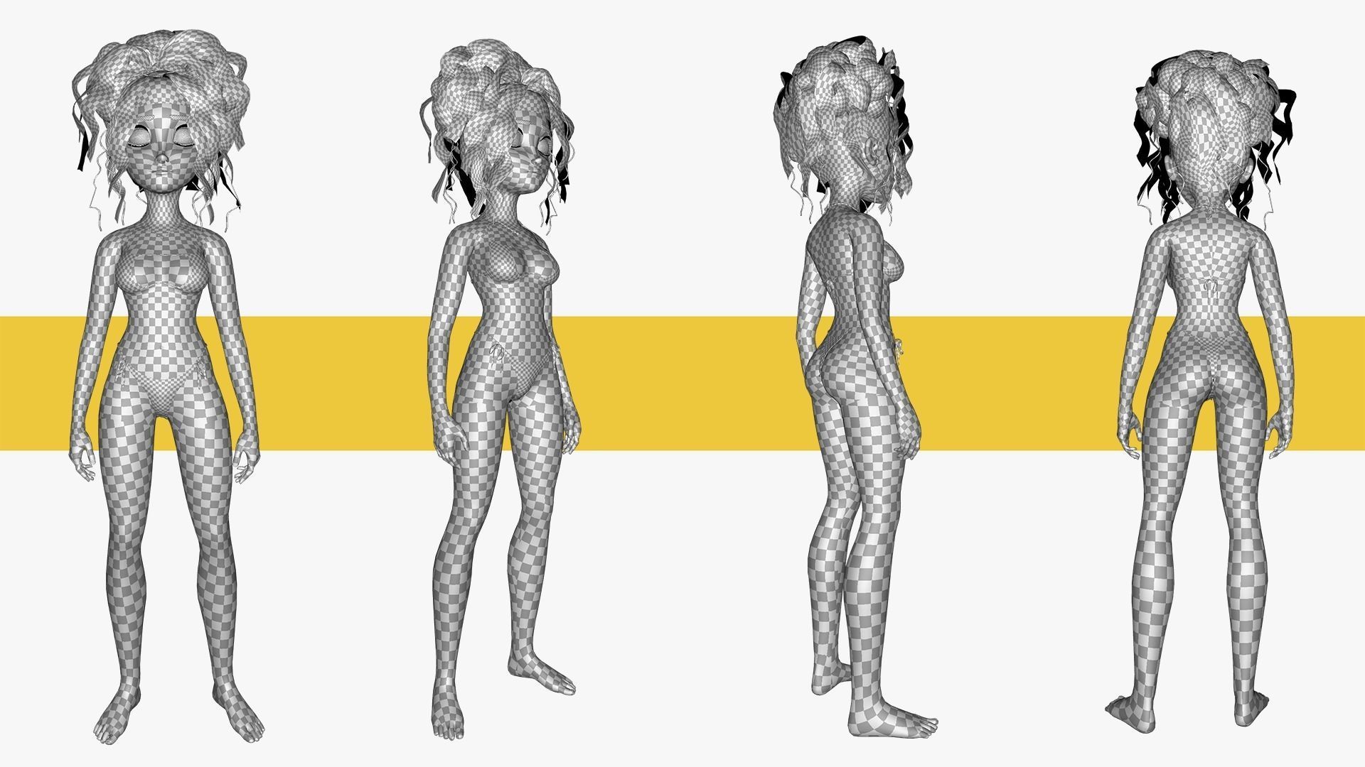 Woman Bikini Rigged Character HQ Low-poly 3D model_28