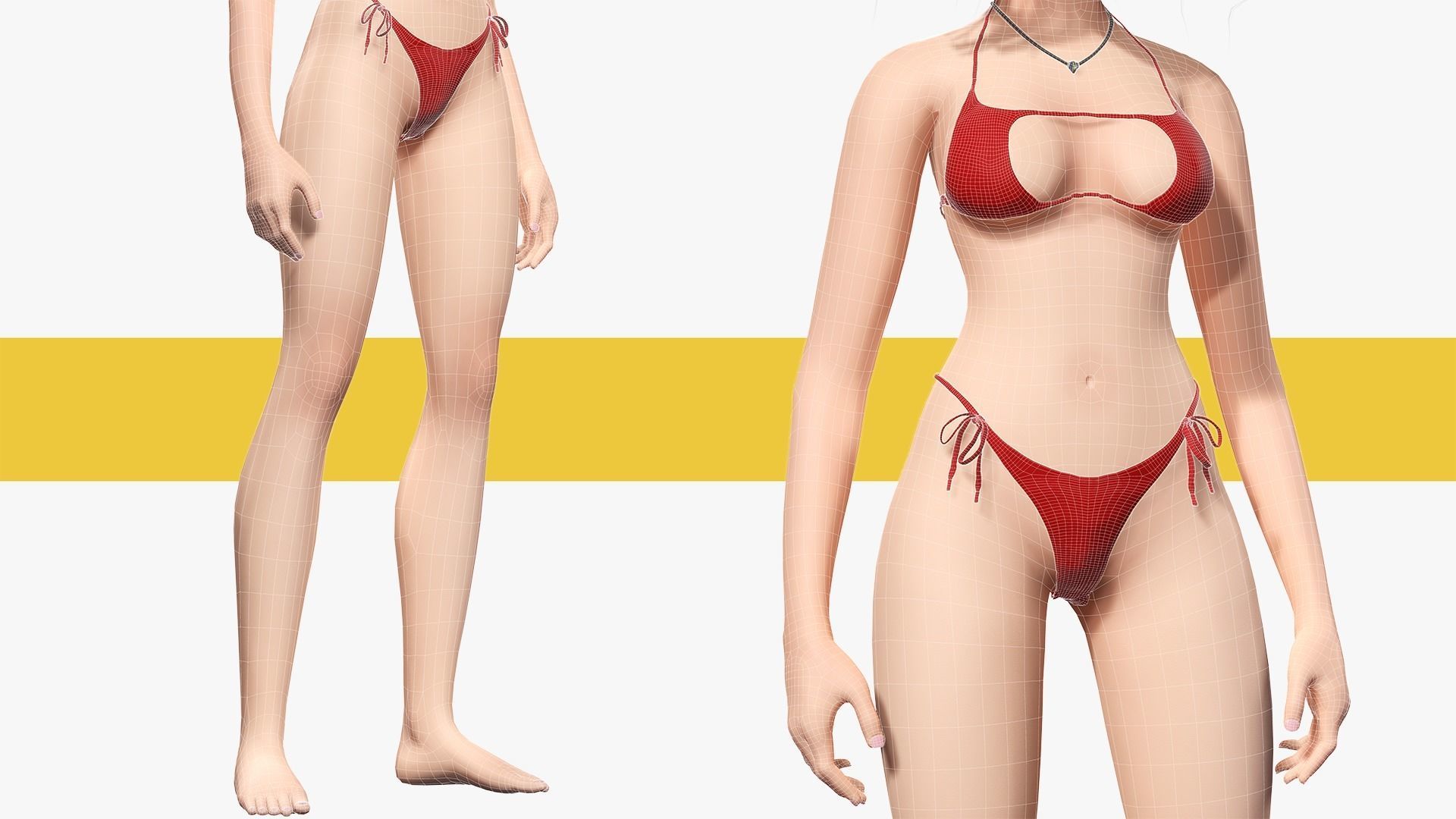 Woman Bikini Rigged Character HQ Low-poly 3D model_6