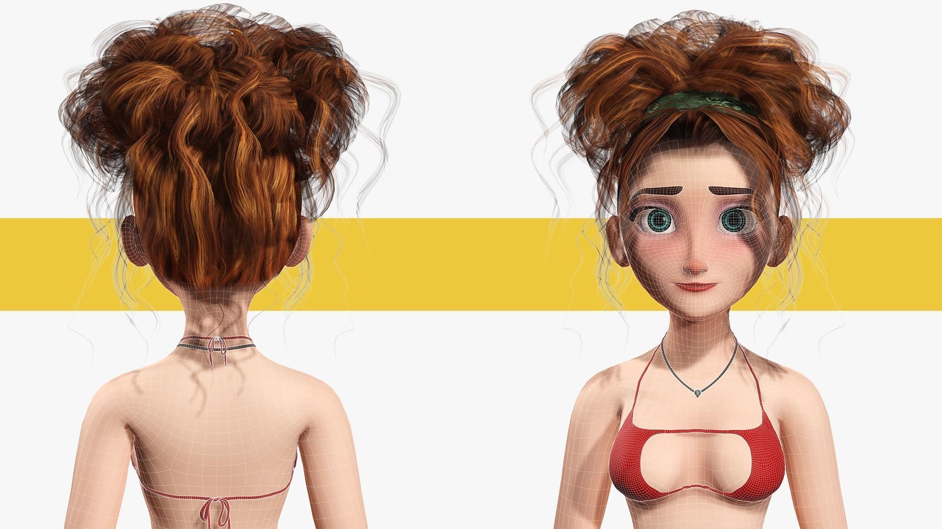 Woman Bikini Rigged Character HQ Low-poly 3D model_8