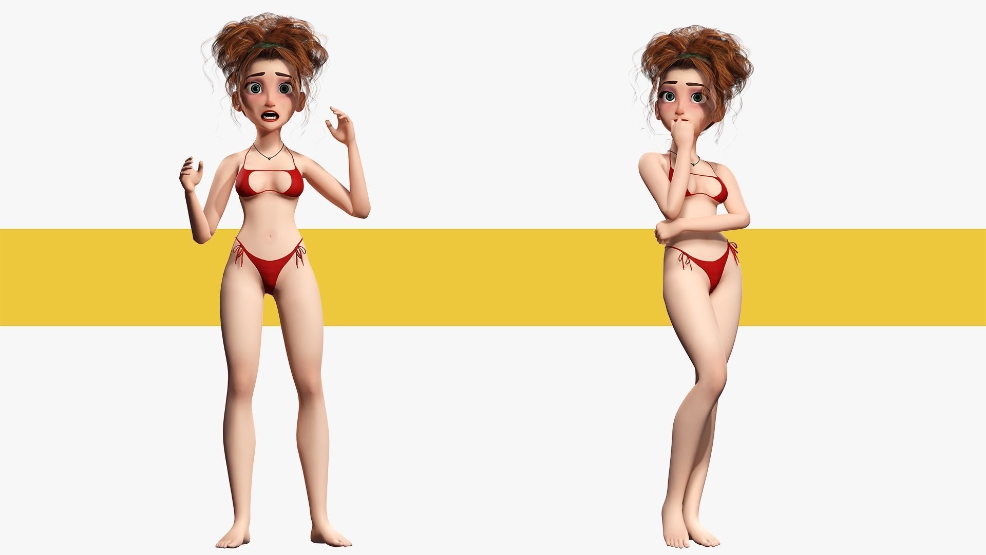 Woman Bikini Rigged Character HQ Low-poly 3D model_23