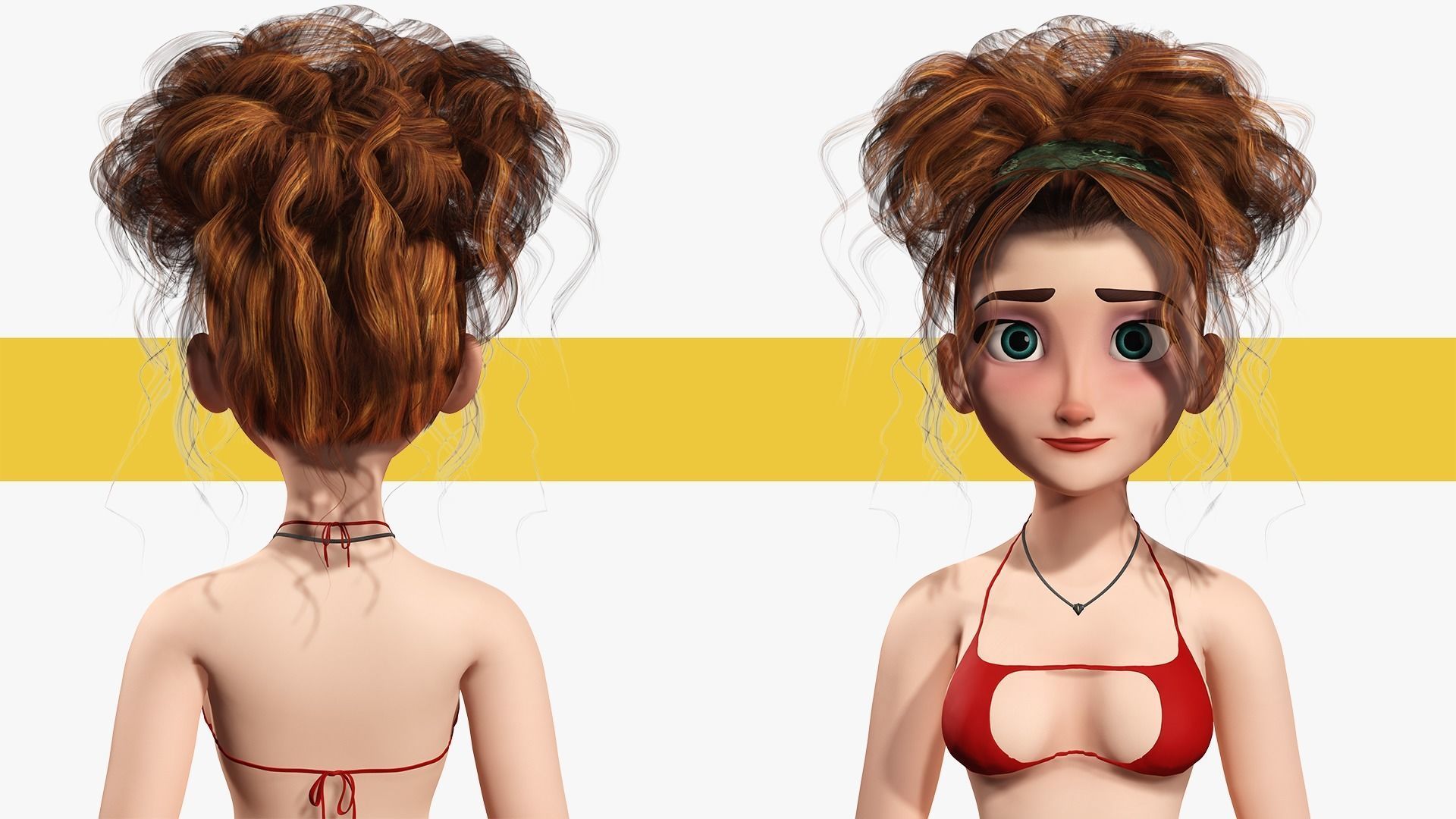Woman Bikini Rigged Character HQ Low-poly 3D model_7