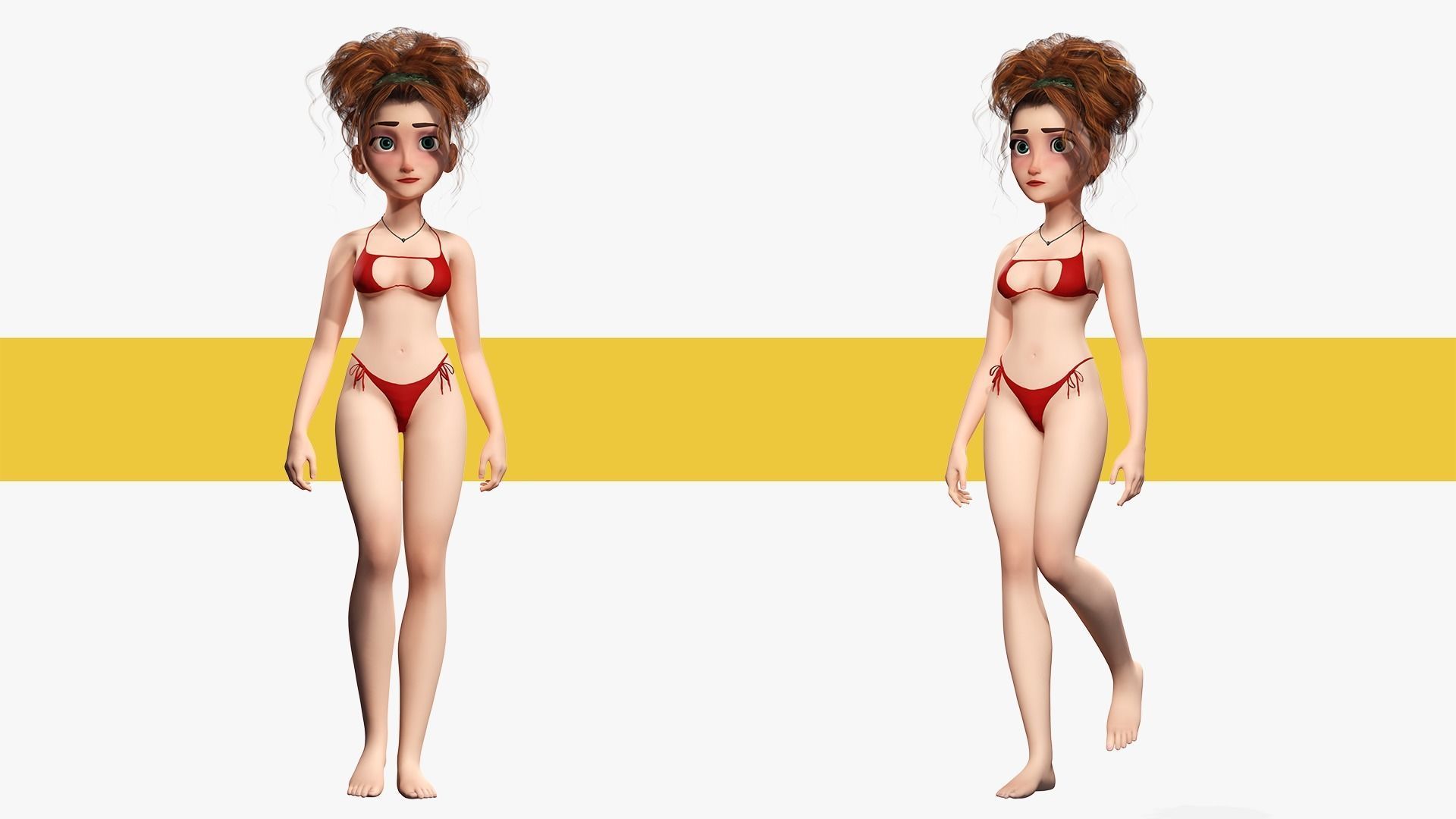 Woman Bikini Rigged Character HQ Low-poly 3D model_25