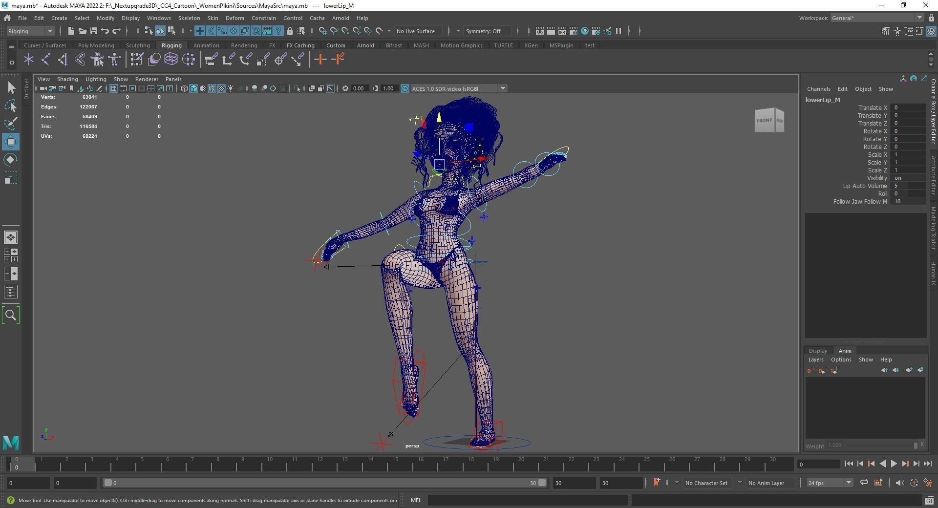 Woman Bikini Rigged Character HQ Low-poly 3D model_16