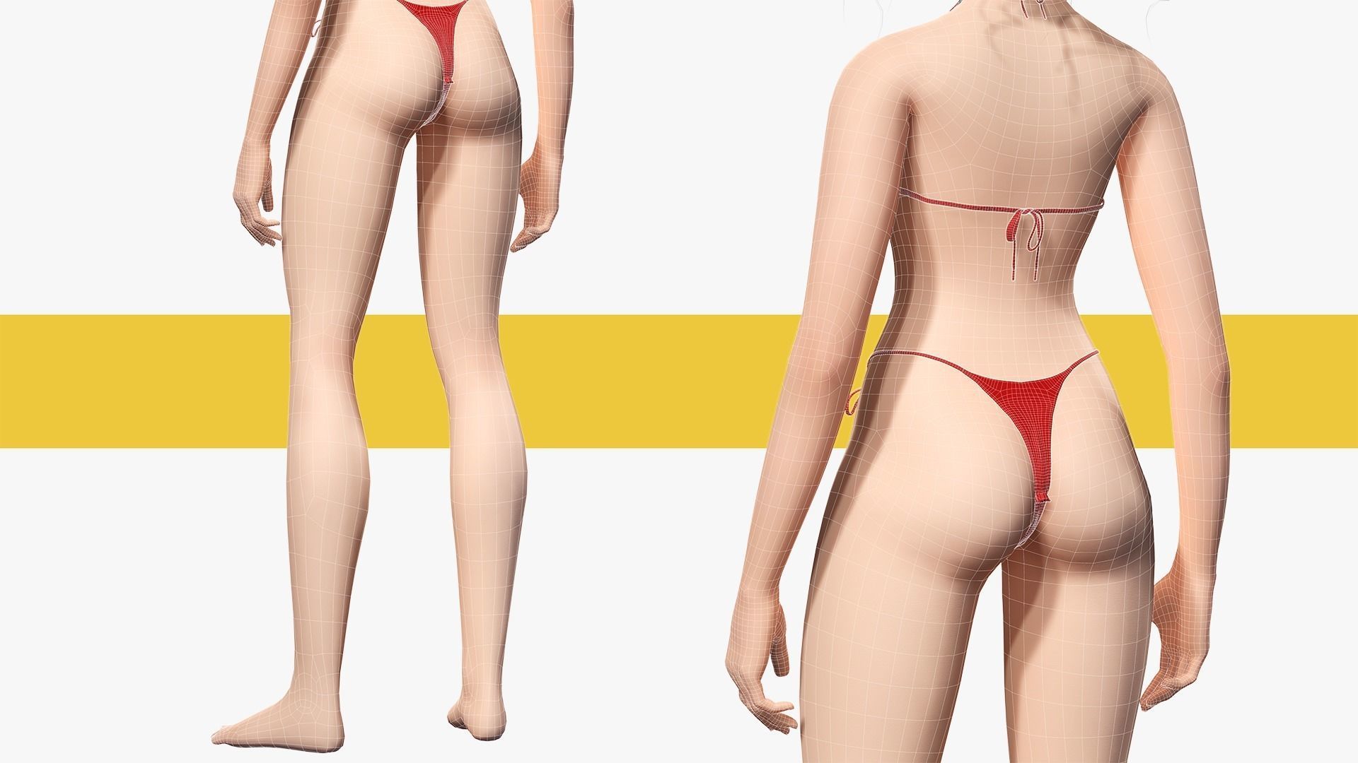 Woman Bikini Rigged Character HQ Low-poly 3D model_5