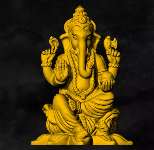 ganwsh-19mm golden statue of lord ganesha 3D print model_0