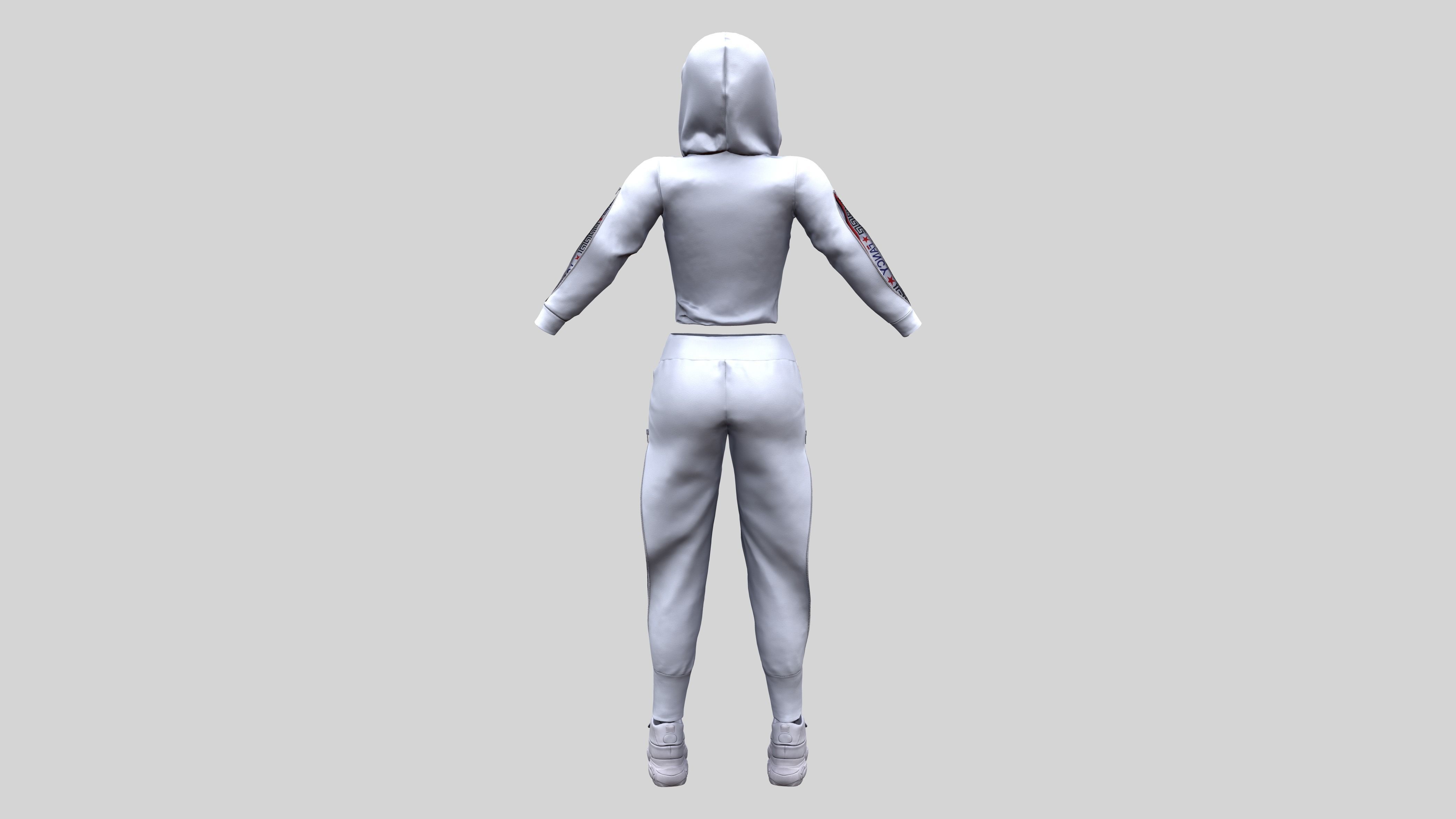 Female Hip-Hop Sports Outfit Low-poly 3D model_4