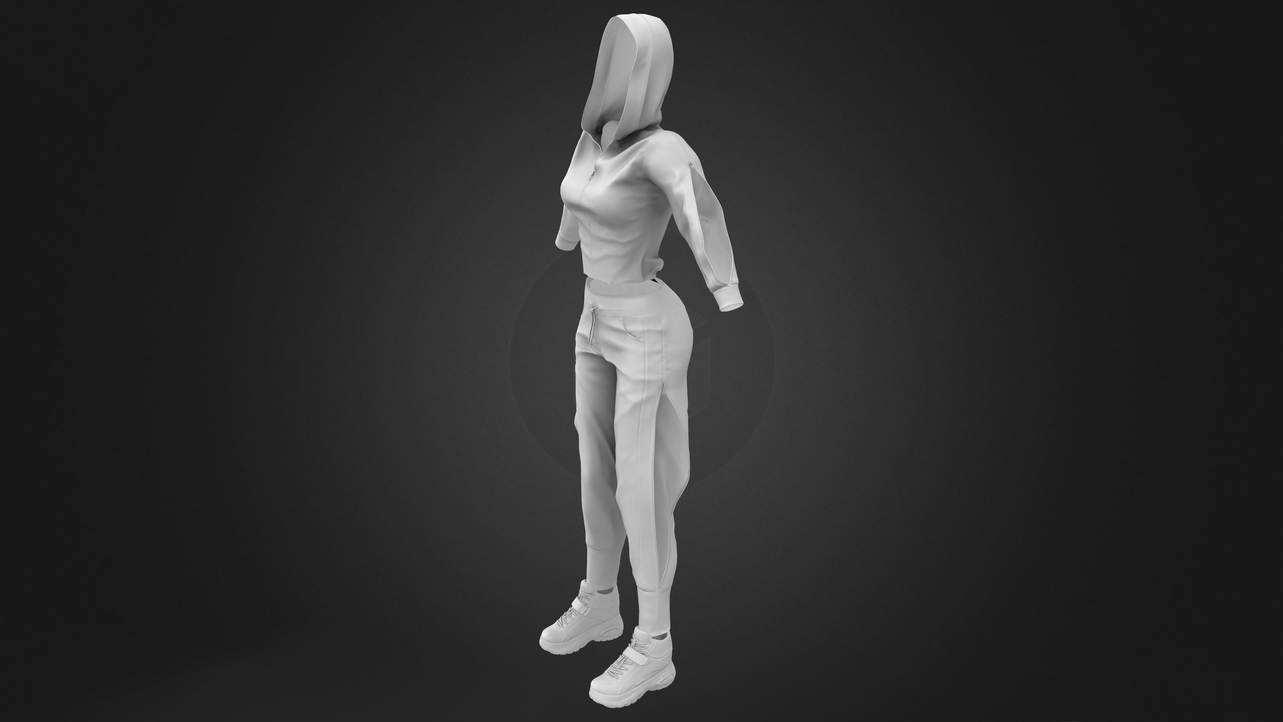 Female Hip-Hop Sports Outfit Low-poly 3D model_8