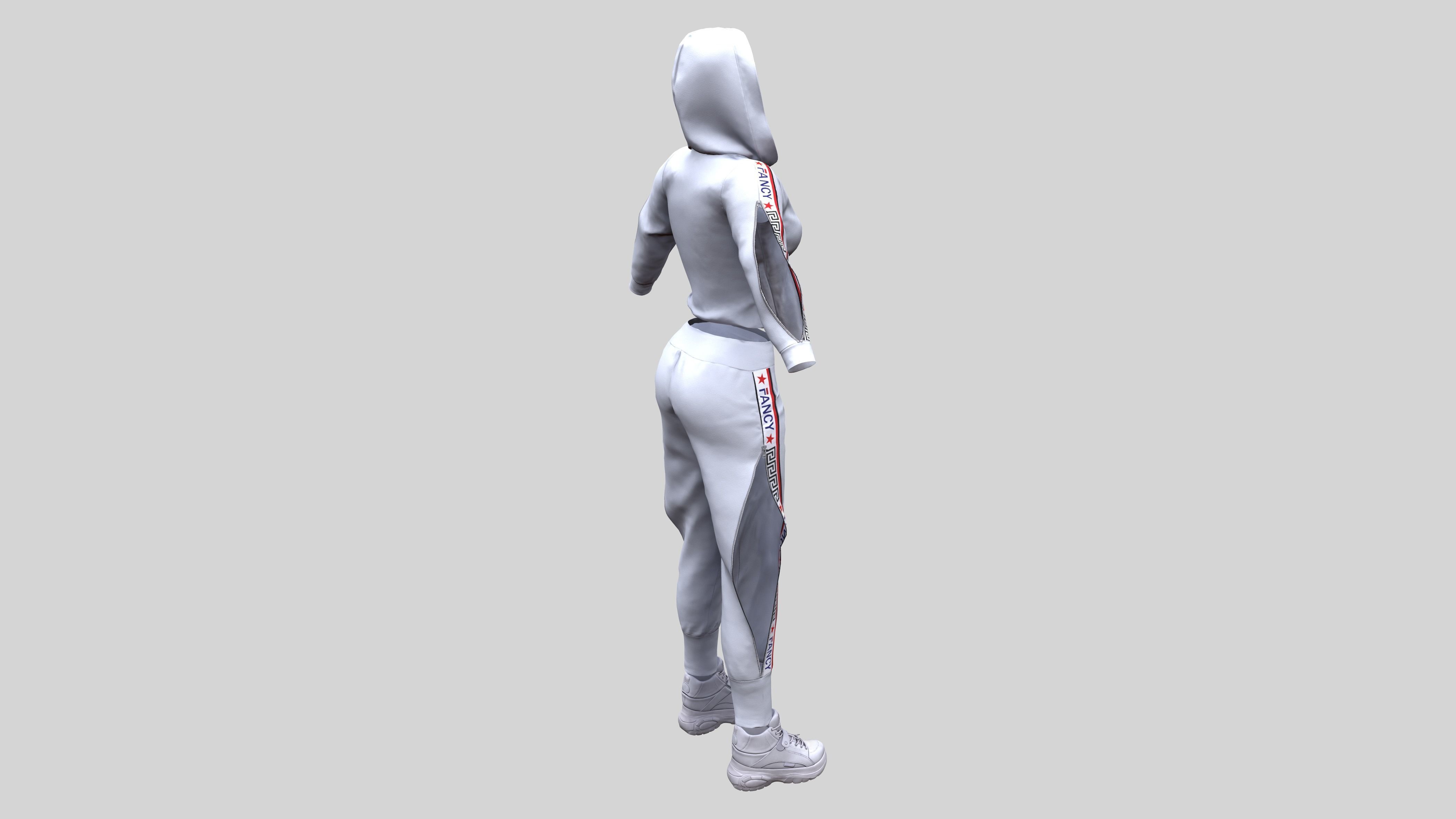 Female Hip-Hop Sports Outfit Low-poly 3D model_5