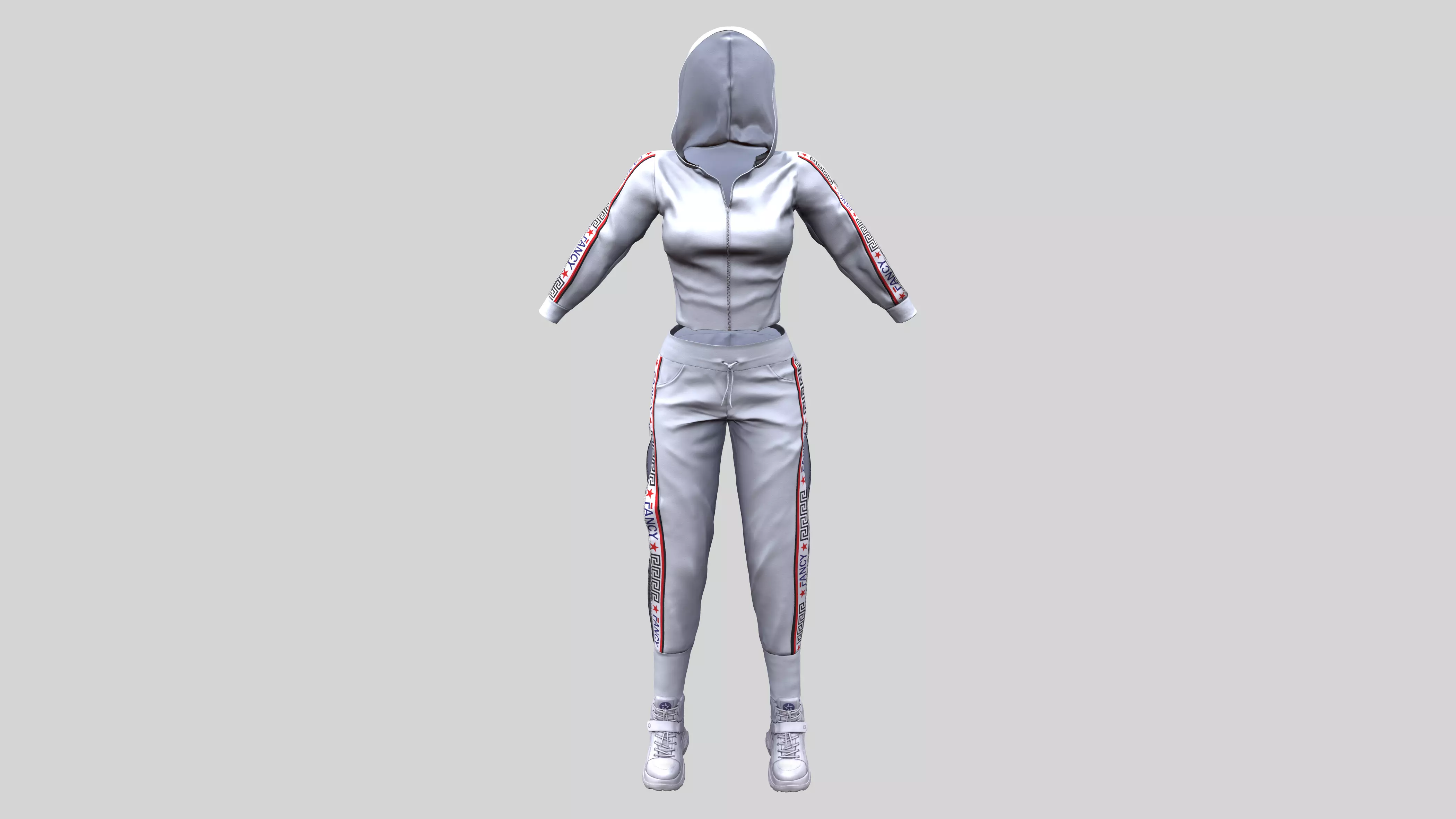 Female Hip-Hop Sports Outfit Low-poly 3D model_0