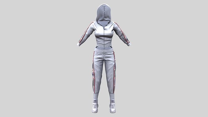 Female Hip-Hop Sports Outfit Low-poly 3D model