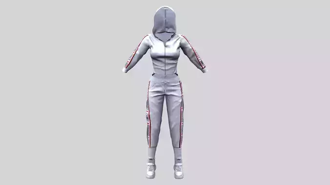 Female Hip-Hop Sports Outfit Low-poly 3D model Female Hip-Hop Sports Outfit Low-poly 3D model