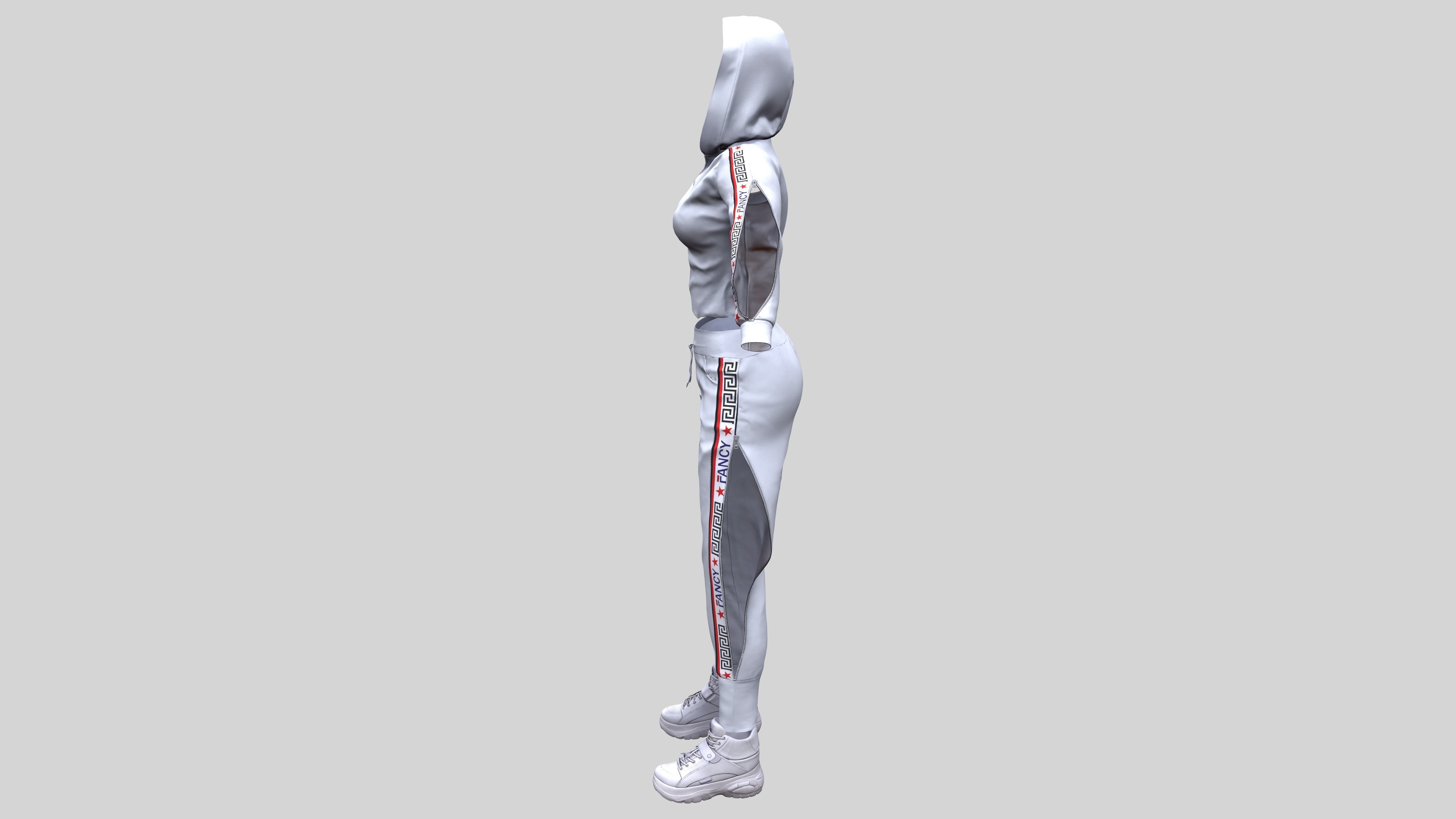 Female Hip-Hop Sports Outfit Low-poly 3D model_3