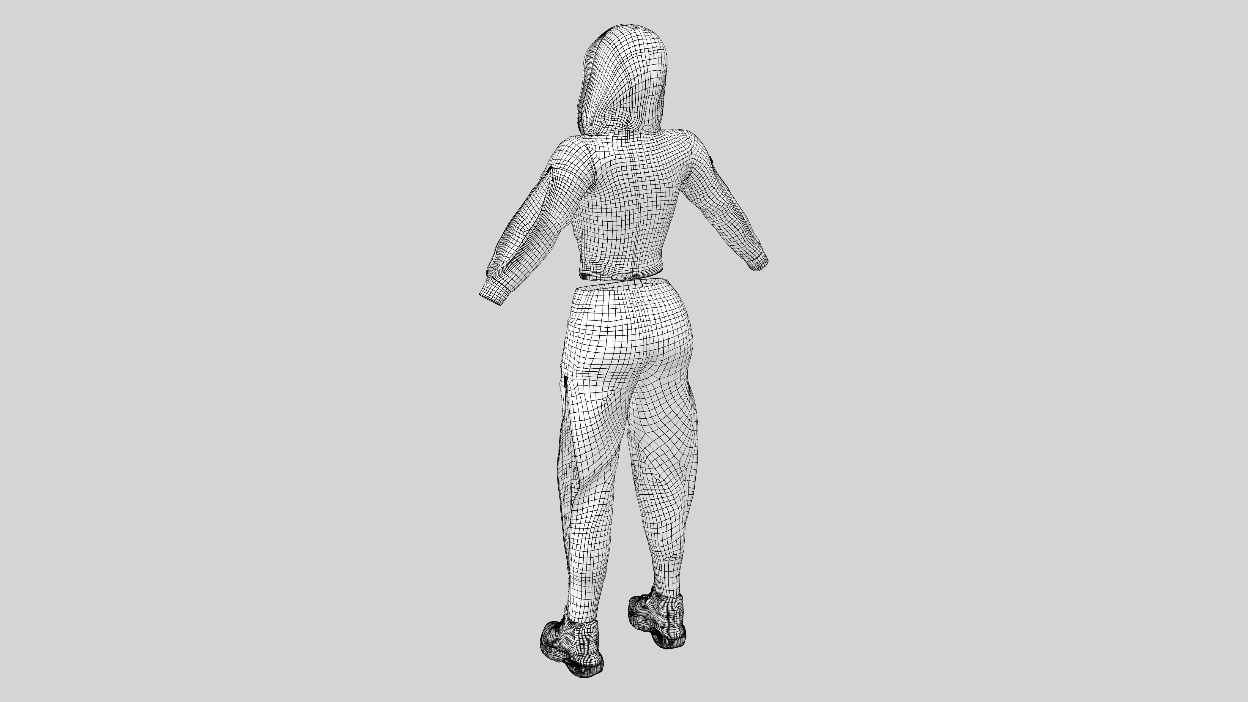 Female Hip-Hop Sports Outfit Low-poly 3D model_7