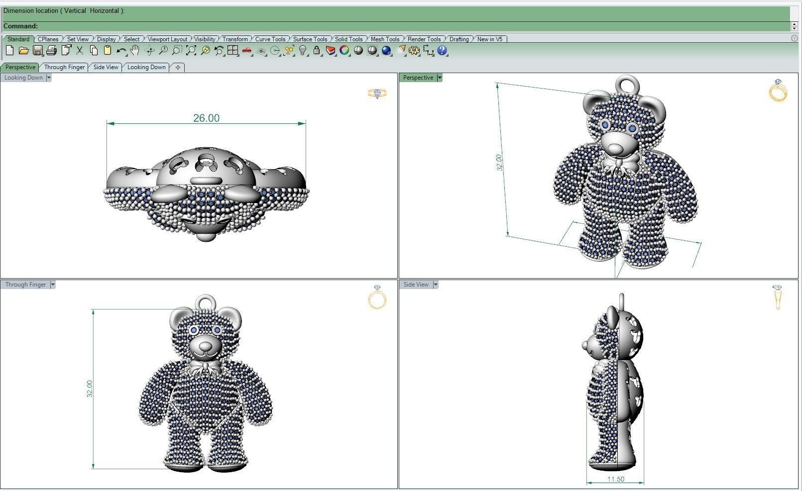 DIJE OSO  TEDDY ESCUALIZABLE-TEDDY BEAR-PENDANT 3D print model_8
