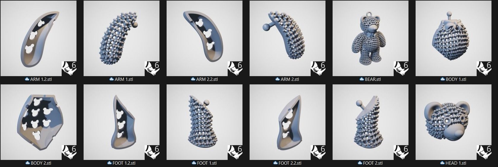 DIJE OSO  TEDDY ESCUALIZABLE-TEDDY BEAR-PENDANT 3D print model_6