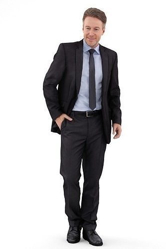 3D Characters man in suit and tie Low-poly 3D model