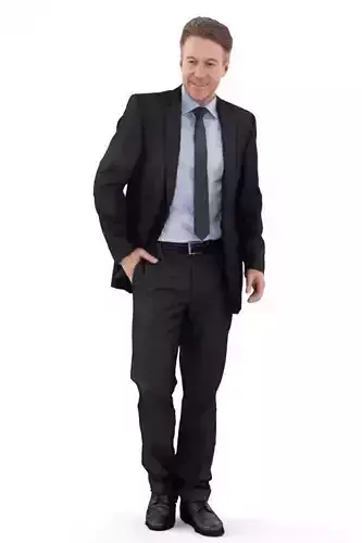 3D Characters man in suit and tie Low-poly 3D model