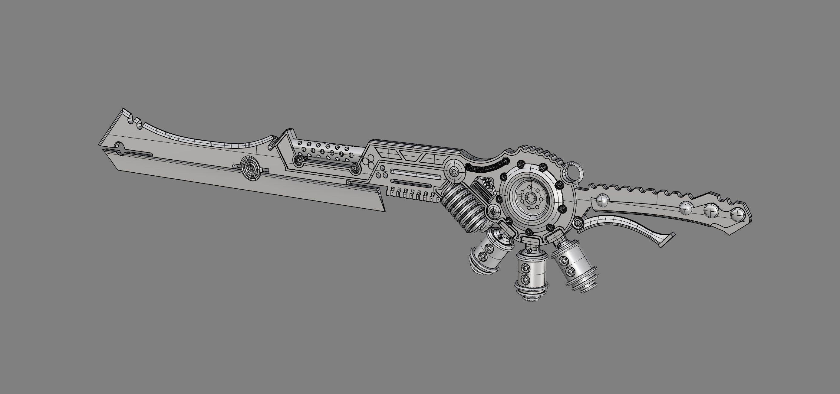 sword steampunk 2 gear 3D print model 3D print model 3D print model_2
