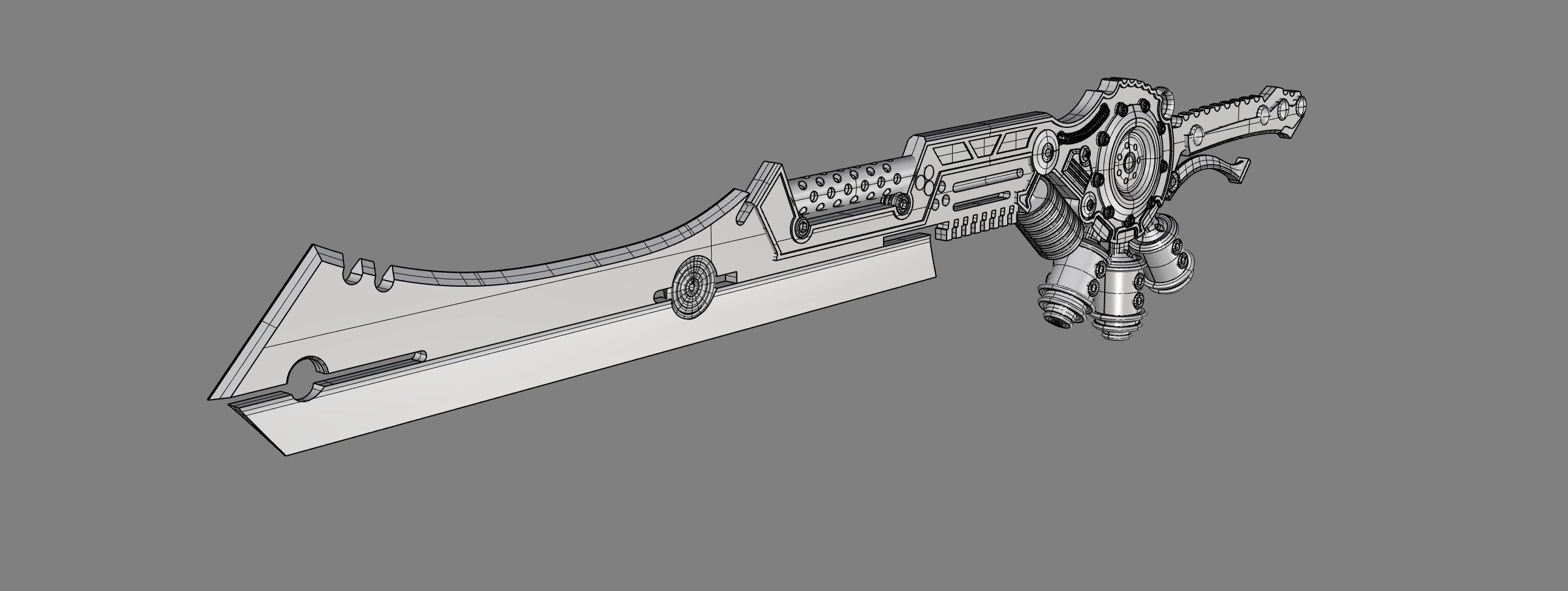 sword steampunk 2 gear 3D print model 3D print model 3D print model_5