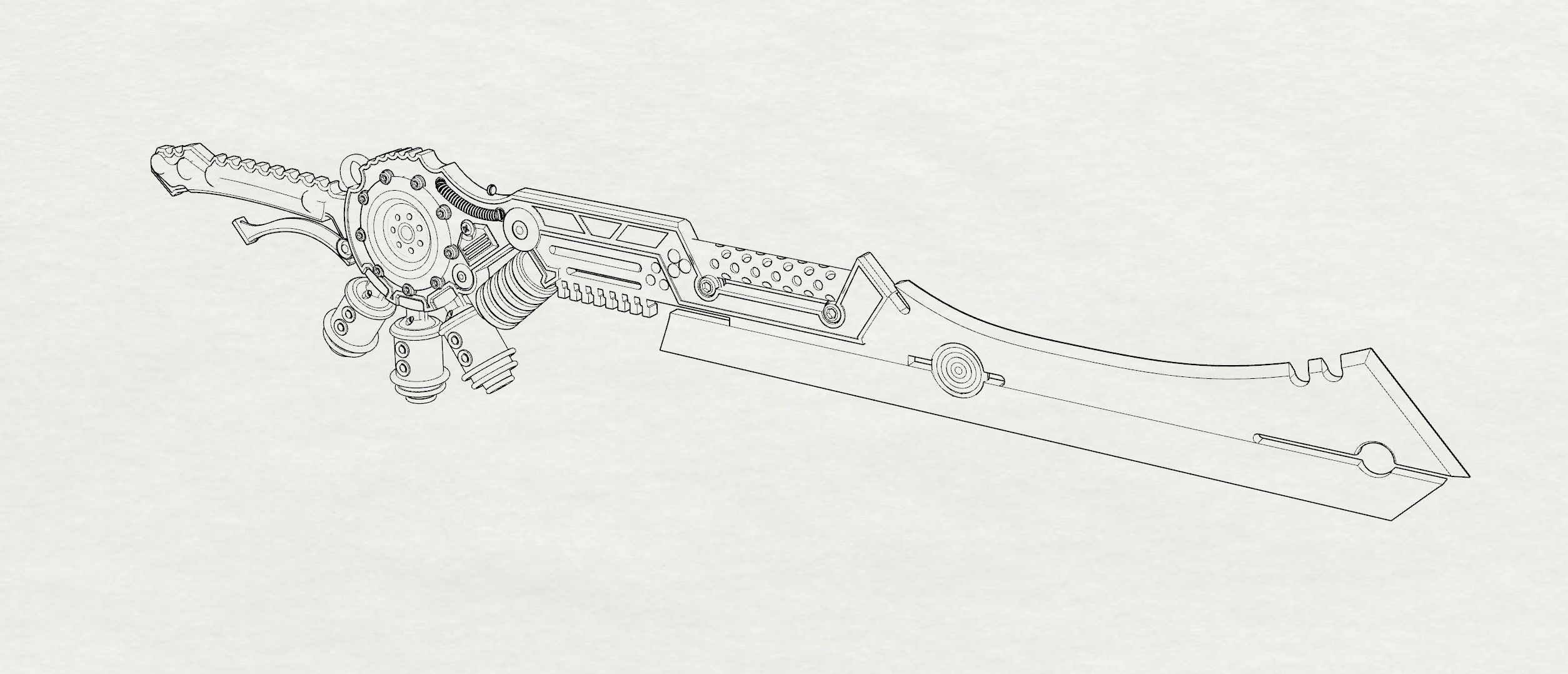 sword steampunk 2 gear 3D print model 3D print model 3D print model_7